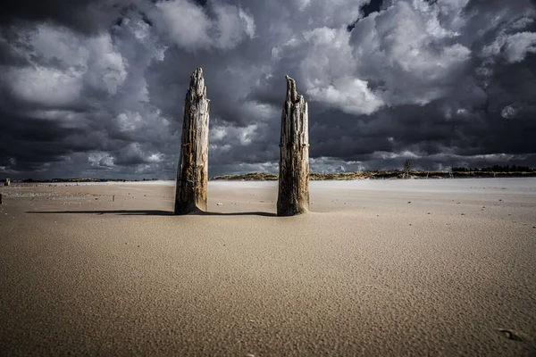 Піщаний Пляж Тлі Хмарного Неба Тверстед Данія — стокове фото