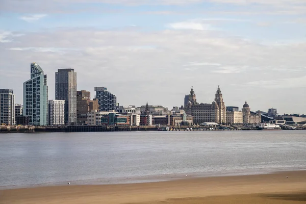 Liverpool Skyline Looking River Mersey — Foto de Stock