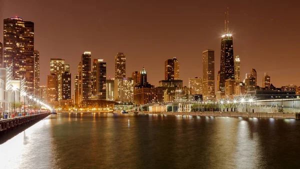 Beautiful Night Shot Chicago City Usa — Stock Fotó