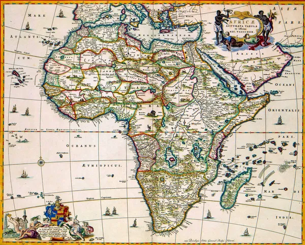 Sebuah Peta Kuno Dari Benua Afrika — Stok Foto