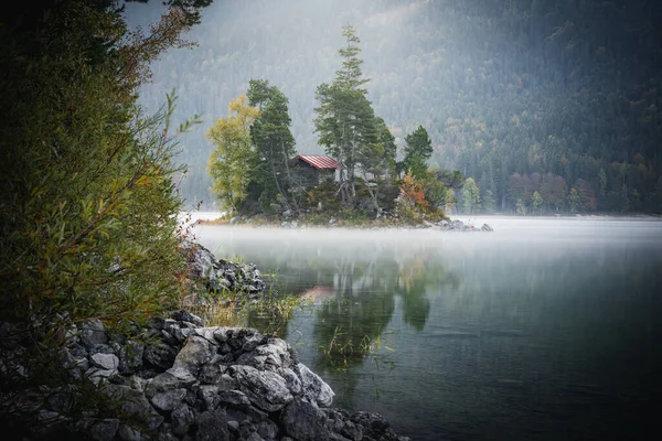 Les Beaux Paysages Lac Eibsee Bavière Allemagne Pendant Automne — Photo