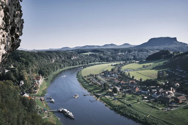 Aerial View Saxon Swiss National Park Overlooking Elbe River — Stock fotografie