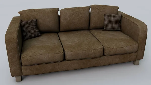 Brown Couch Isolated White Background — Fotografia de Stock