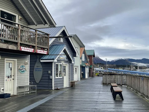 View Harbor Buildings Seafood Market — Foto Stock