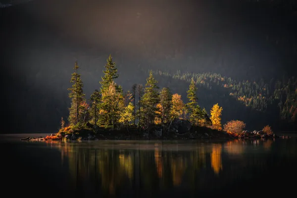 Den Vackra Naturen Eibsee Lake Bayern Tyskland Hösten — Stockfoto