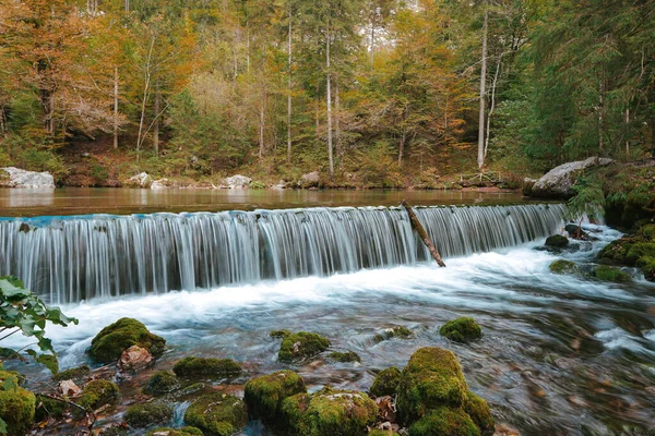 Řeka Tekoucí Kamniska Bistrica Slovinsko — Stock fotografie