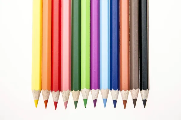 Primer Plano Lápices Colores Aislados Sobre Fondo Blanco —  Fotos de Stock