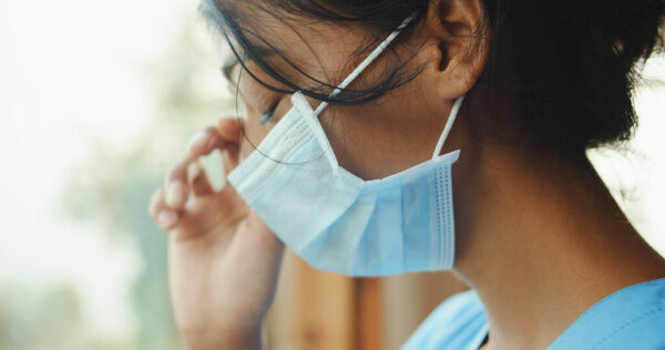 Tired Young Indian Female Nurse Crying Face Mask Royalty Free Stock Photos