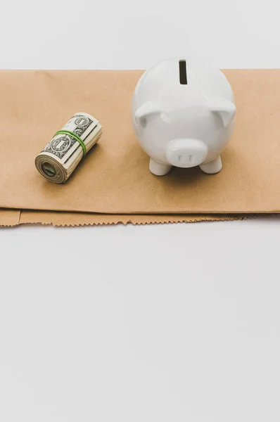 Piggy Bank Conceito Poupança Investimento Fundo Branco — Fotografia de Stock