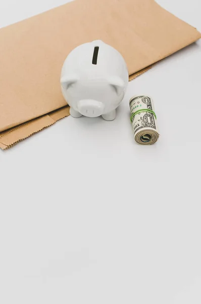 Piggy Bank Savings Investing Concept White Background — Stock Photo, Image