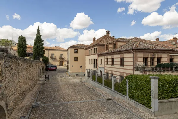 Vista Della Strada Con Vecchie Case Bella Architettura Segovia Spagna — Foto Stock