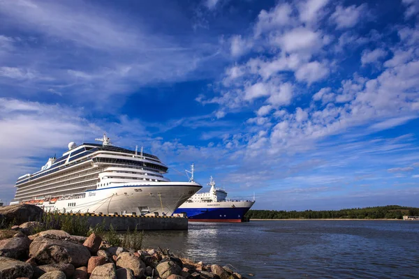 Klaipeda Lithuania Giugno 2015 Nave Crociera Marina Ormeggiata Terminal Delle — Foto Stock