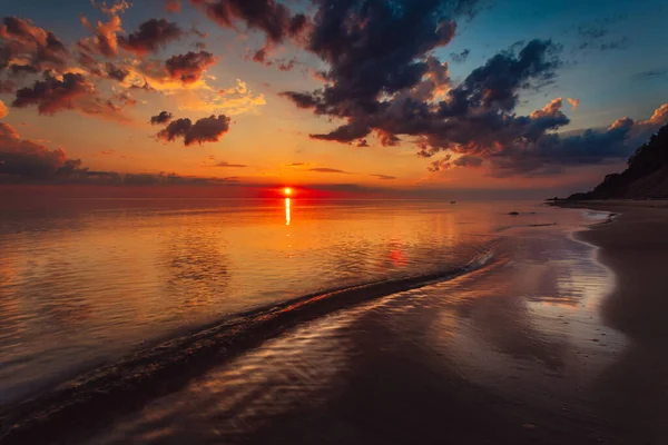 Una Vista Panorámica Puesta Sol Costa Del Mar Báltico Lituania — Foto de Stock