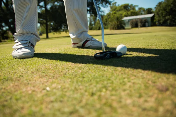 Samiec Grający Golfa Polu — Zdjęcie stockowe