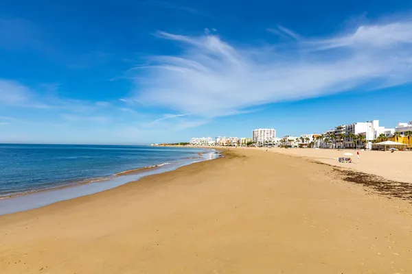 Idylliczny Widok Piaszczystą Plażę Rota Andaluzji Hiszpania — Zdjęcie stockowe