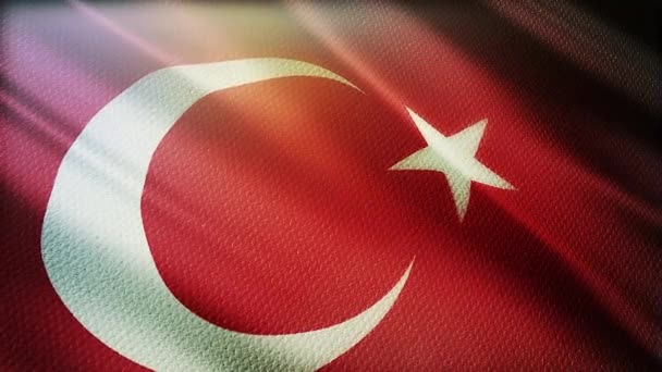 トルコは背景のための旗3Dアニメーションを振って — ストック動画