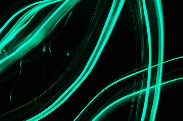 Eine Futuristisch Grün Leuchtende Faser Abstrakte Lichter Auf Einem Dunklen — Stockfoto