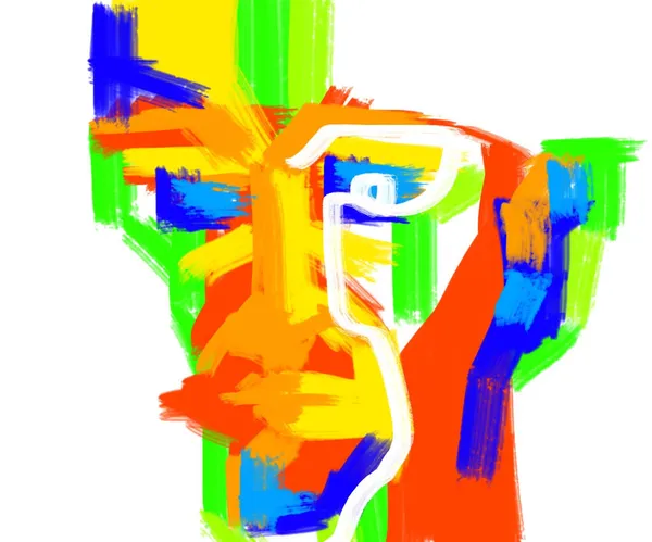 Цифровая Иллюстрация Лица Яркими Жирными Цветами — стоковое фото