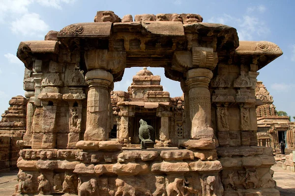 Kırmızı Taş Nandi Mantapa Pattadakal Karnataka Hindistan — Stok fotoğraf