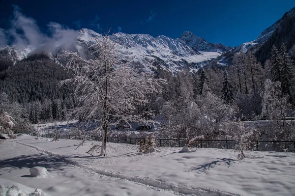Прекрасный Зимний Пейзаж Французских Альпах — стоковое фото