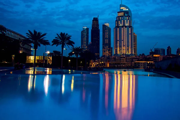 Dubai Zjednoczone Emiraty Arabskie Sty 2018 Widok Nocny Placu Burj — Zdjęcie stockowe