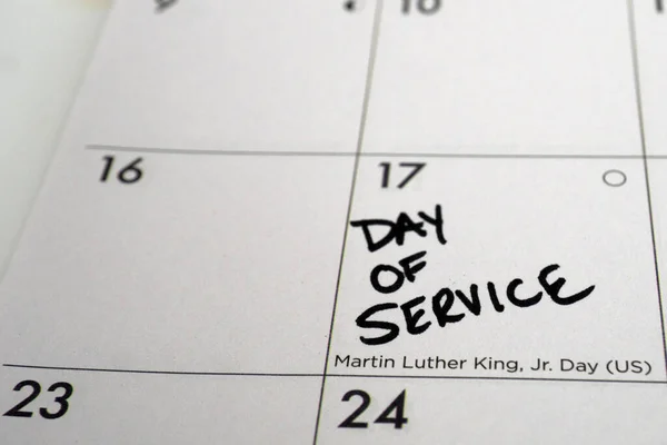 Een Dag Van Dienst Gemarkeerd Kalender — Stockfoto