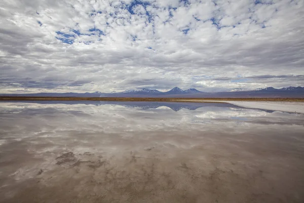 Primo Piano Una Laguna Sotto Cielo Nuvoloso Drammatico — Foto Stock