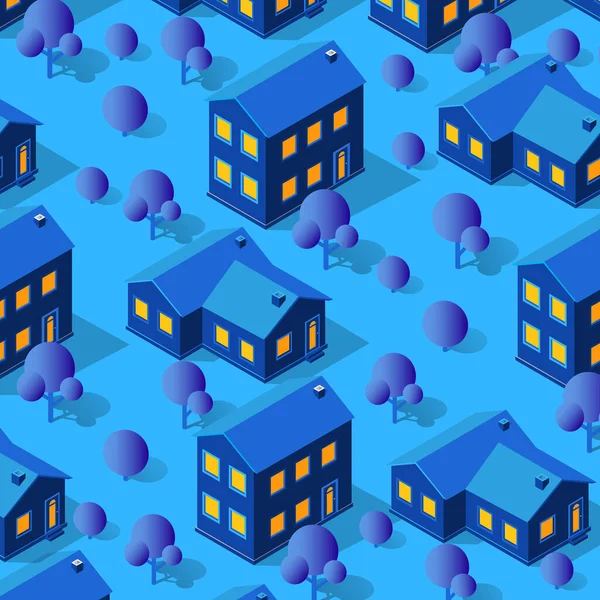Eine Illustration Der Blauen Modernen Städtischen Infrastruktur Mit Isometrischen Gebäuden — Stockfoto