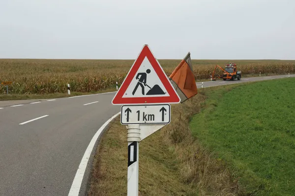 Mowing Work Federal Road Germany — Stock Photo, Image