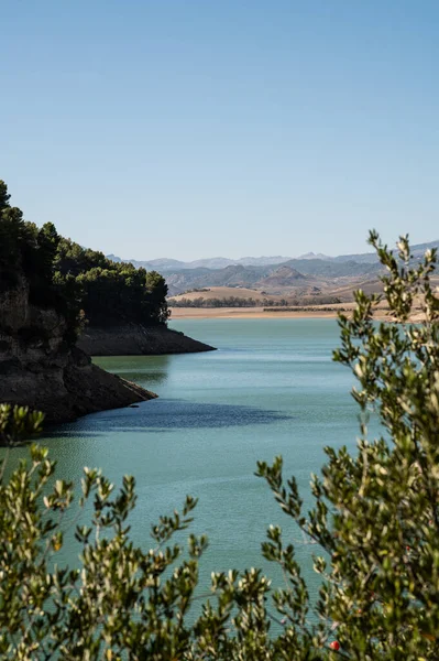 Conde Guadalhorce Reservoir Onun Malaga Endülüs Spanya Daki Turkuaz Suyunun — Stok fotoğraf