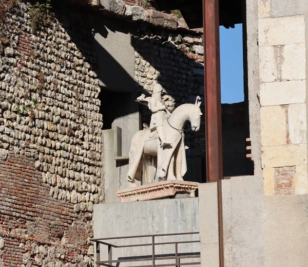 Statua Equestre Cangrande Italia — Foto Stock