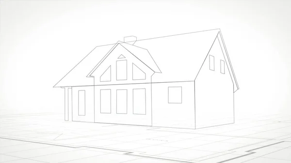 简朴房屋草图设计的数字图像 — 图库照片