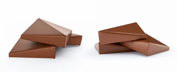 Algunas Barras Chocolate Aisladas Sobre Fondo Blanco — Foto de Stock