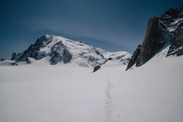Glaciar Grandes Seracs Neve Coberto Paisagem Montanhosa Alpina Mont Blanc — Fotografia de Stock