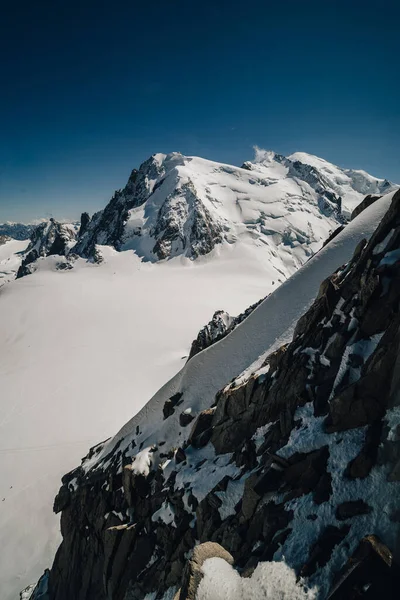 Glacier Big Seracs Snow Covered Alpine Mountain Landscape Mont Blanc — Stock Photo, Image