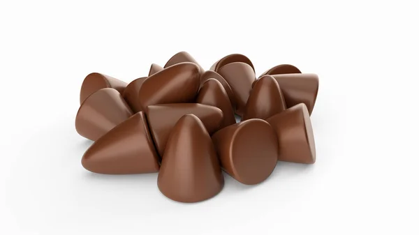 Quelques Chocolats Forme Pyramide Isolés Sur Fond Blanc — Photo