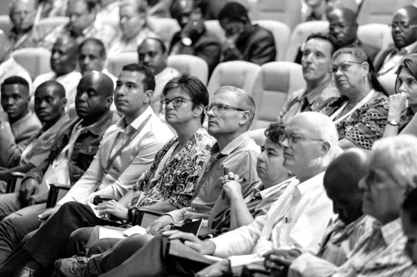 Johannesburg South Africa Oct 2021 Grayscale View Delegates Networking Attendin — Stock Photo, Image