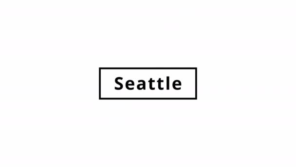 Seattle Stad Animerade Bilder Vit Bakgrund — Stockvideo