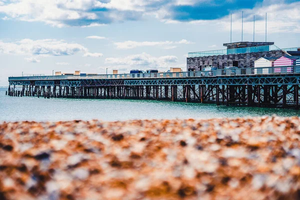 Hastings Pier Cloudy Day East Sussex England — Stock fotografie