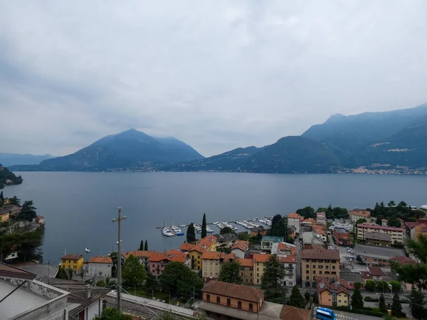 Een Adembenemend Uitzicht Het Meer Van Lugano Monte San Salvatore — Stockfoto