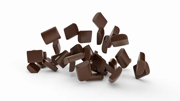 Några Flytande Chokladkakor Isolerad Vit Bakgrund — Stockfoto