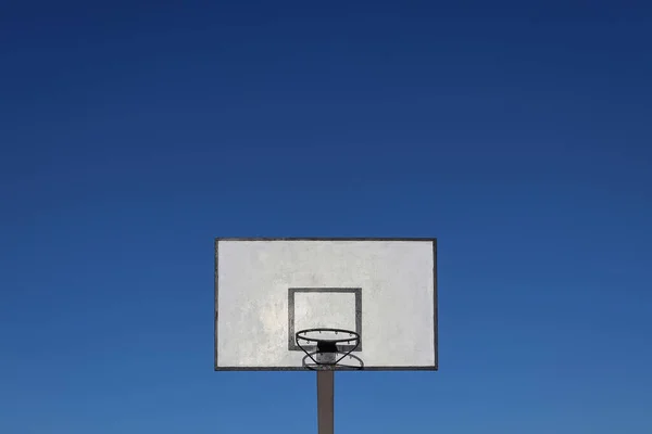 Basketball Hoop Blue Sky Space Text Lettering Concept Outdoor Sport — Stock Photo, Image