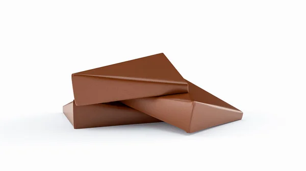 Algunas Barras Chocolate Aisladas Sobre Fondo Blanco — Foto de Stock