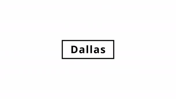 Dallas Stad Animerade Bilder Vit Bakgrund — Stockvideo