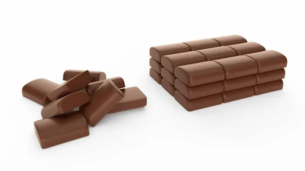 Några Flytande Chokladkakor Isolerad Vit Bakgrund — Stockfoto