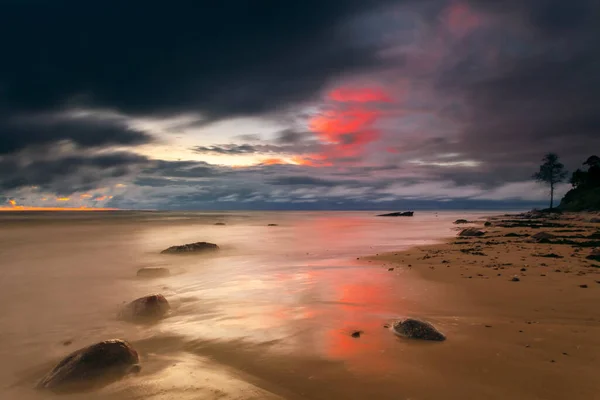 Uma Paisagem Natural Pôr Sol Mar Báltico Lituânia — Fotografia de Stock