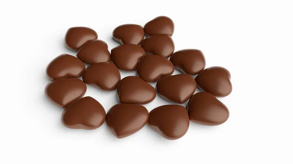 Alcune Caramelle Cioccolato Forma Cuore Isolate Uno Sfondo Bianco — Foto Stock