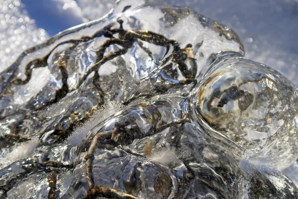 Close Água Cristalina Congelada Limpa — Fotografia de Stock