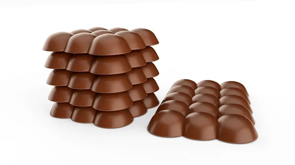 Algumas Barras Chocolate Leite Isoladas Fundo Branco — Fotografia de Stock