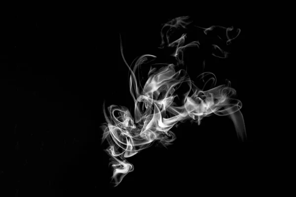Fehér Füst Fekete Háttérrel Monokróm Szürkeárnyalatú Fényképezés Megvilágított Tömjén Rosszkedvű — Stock Fotó